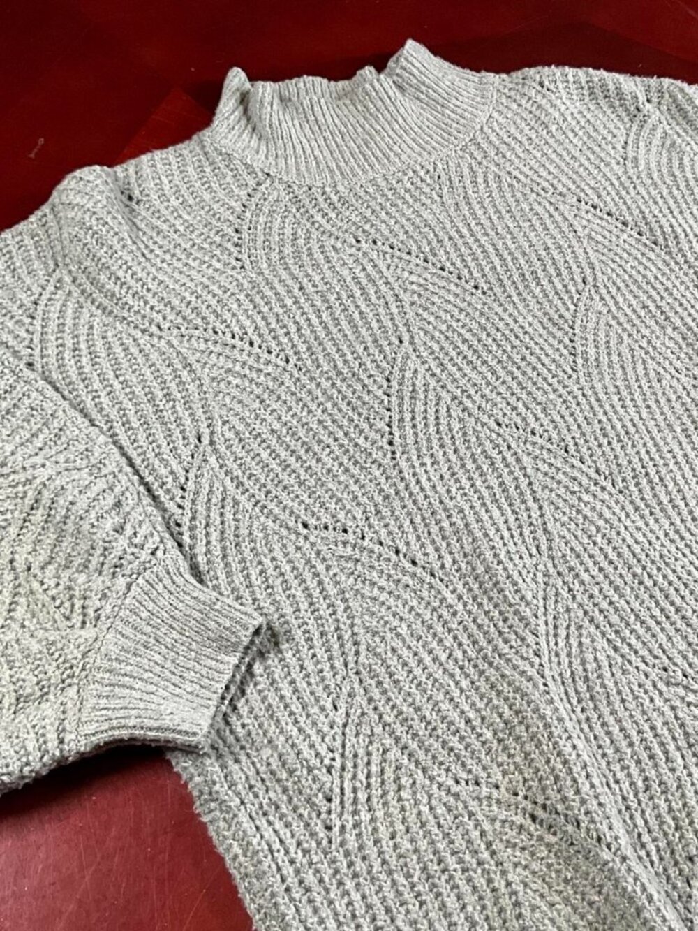 Womens Wonderly Mint Green Raglan Sleeves Mock Neck Ribbed Sweater (Large)